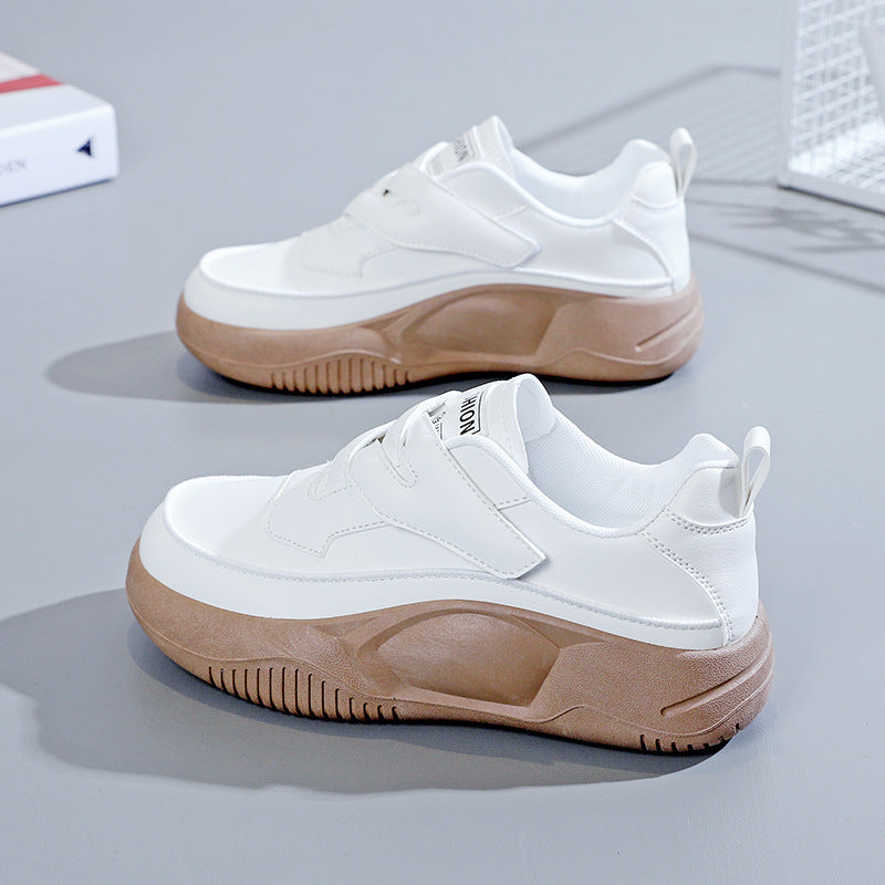 Wholesale 2023 Casual Thick Sole Increased Synthetic Leather Flat Casual Shoes